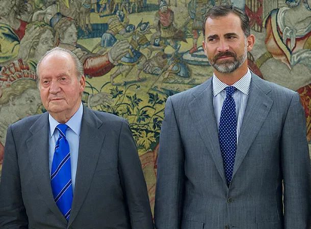 Король Испании Хуан Карлос и будущий король Фелипе VI