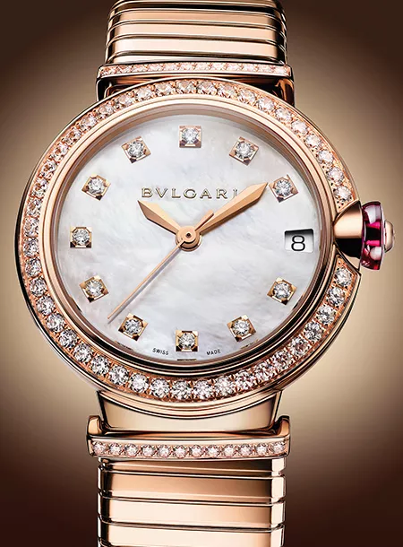 Часы Bvlgari Lvcea Tubogas из розового золота с бриллиантами