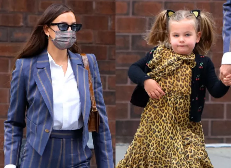 Леопардовый принт для дочки, модная полоска для мамы: Ирина Шейк и Лея Купер на прогулке в Нью-Йорке