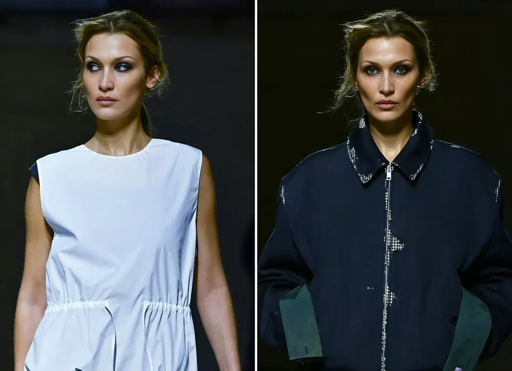 Белла Хадид вернулась на подиум: 4 лаконичных образа с показа Prada в Милане