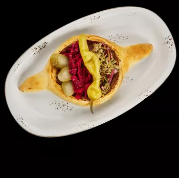 Хачапури с лобиани и соленьями