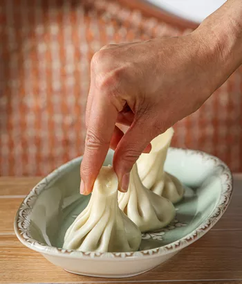 Хинкали с картофелем, грибами и трюфелем 