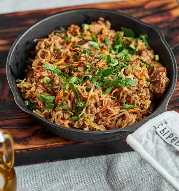 Гречка с белыми грибами и капустой