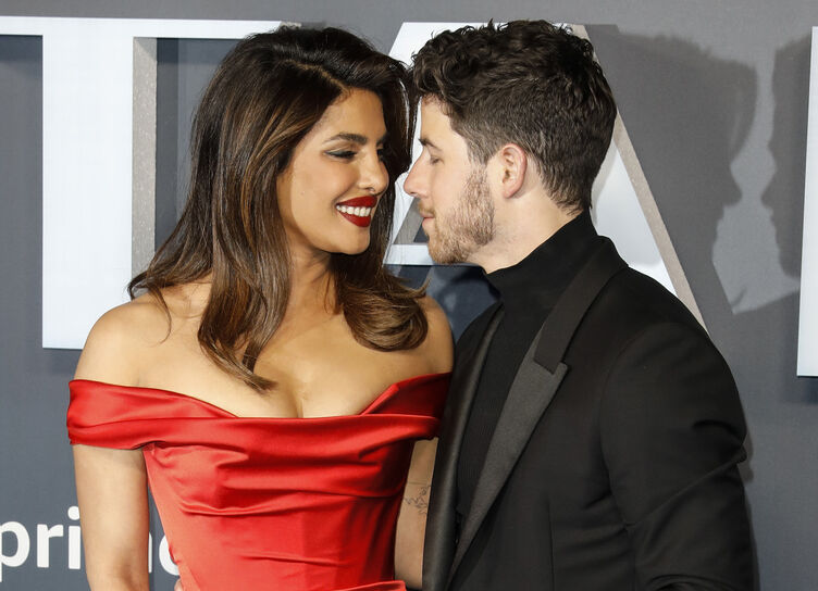 Happy and in love: Priyanka Chopra and Nick Jonas at the series premiere in London