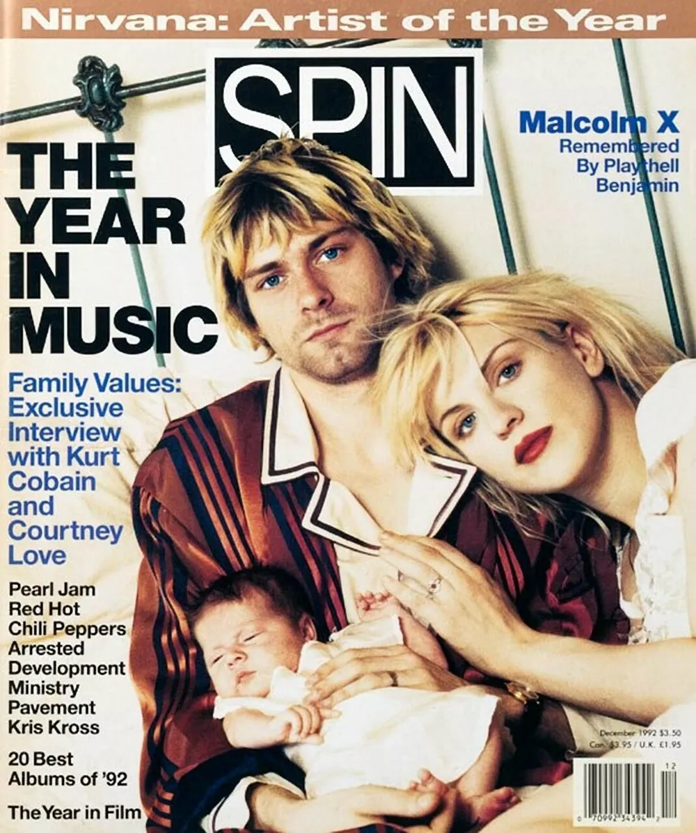 Курт, Кортни и малышка Фрэнсис Бин на обложке журнала Spin (декабрь 1992)