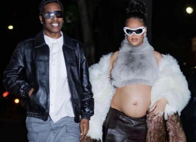In furs and heels: a pregnant Rihanna in an immodest outfit at a party in New York