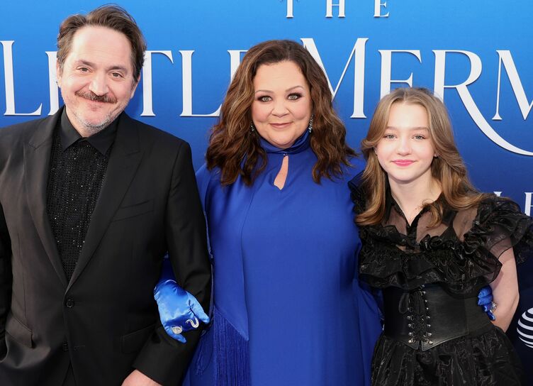 Rare outing: Melissa McCarthy with her husband and daughter at the world premiere of “The Little Mermaid” in Los Angeles