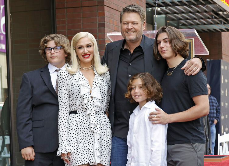 Family assembled: Gwen Stefani with her sons and husband on the Hollywood Walk of Fame
