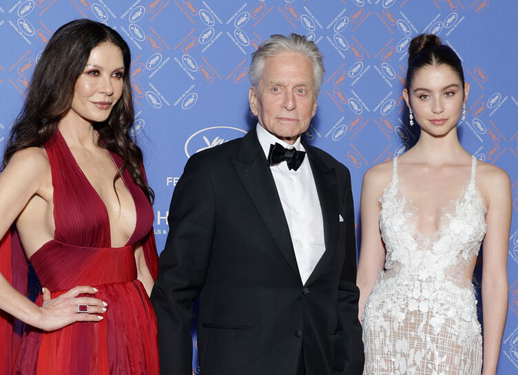 Family outing: Michael Douglas and Catherine Zeta-Jones with daughter in Cannes