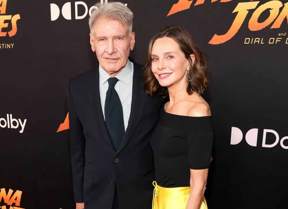 Harrison Ford’s wife recreated her 20-year-old look at the premiere of the new “Indiana Jones” in Los Angeles