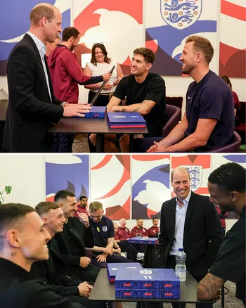 Уильям с игроками сборной Англии