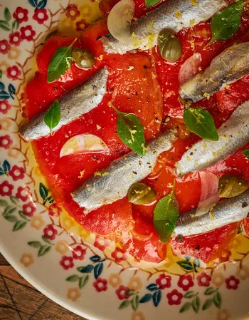 Печеный перец с килькой