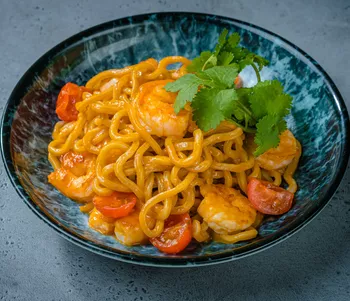 Лапша с креветками