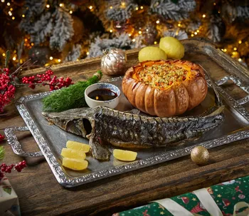 Стерлядь из печи с тыквой (