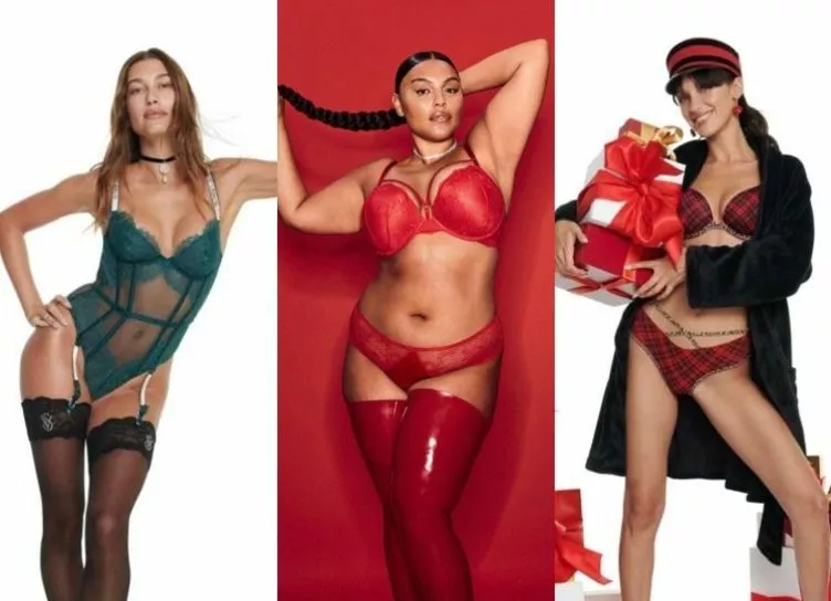 Хейли Бибер, Белла Хадид и Палома Эльсессер в рождественской рекламной кампании Victoria's Secret