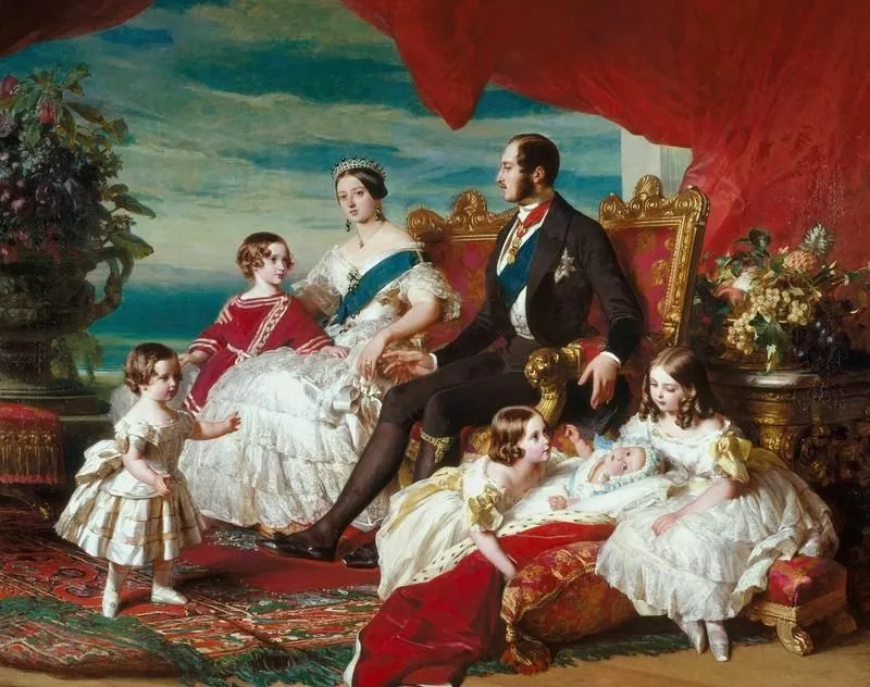 На картине Франца Ксавера Винтерхальтера “Королевская семья в 1846” изображены королева Виктория с принцем Альбертом и их дети: принц Альберт-Эдуард, принц Альфред, принцесса Виктория, принцесса Алиса, принцесса Елена 