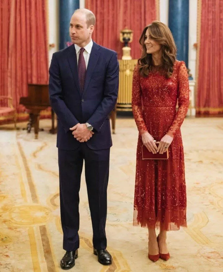 Принц Уильям и КейтМидллтон на приеме  в Букингемском дворце, январь 2020 года
