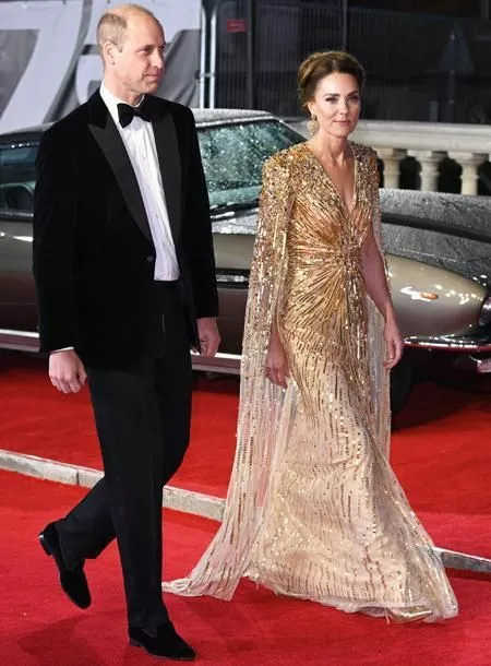 Принц Уильям и Кейт Миддлтон на премьере бондианы, 2021 год