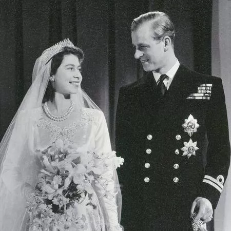 Елизавета и принц Филипп в день своей свадьбы
